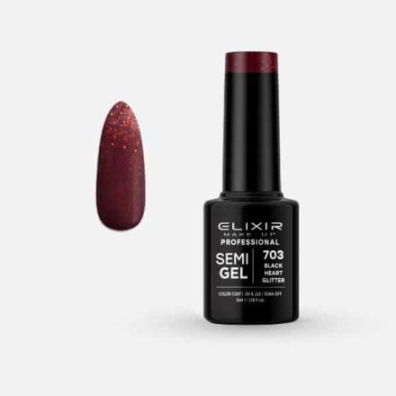 Elixir Semi Gel #703 Black Heart Glitter 5 ml