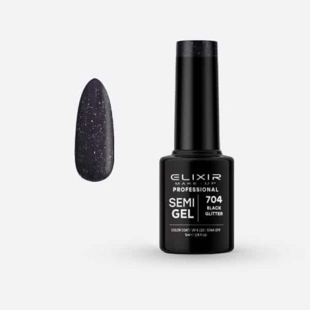 Elixir Semi Gel #704 Black Glitter 5 ml