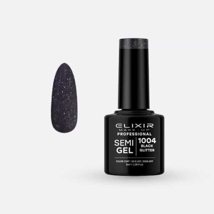 Elixir Semi Gel #1004 Black Glitter 8 ml